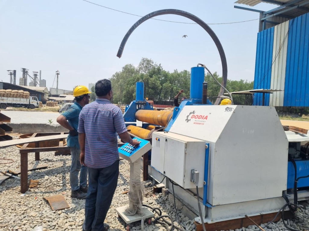 Bending steel plates using rolling machine